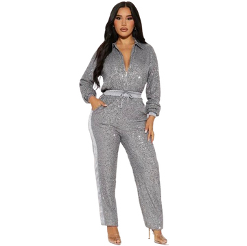 Sequined Long Sleeve Jumpsuit