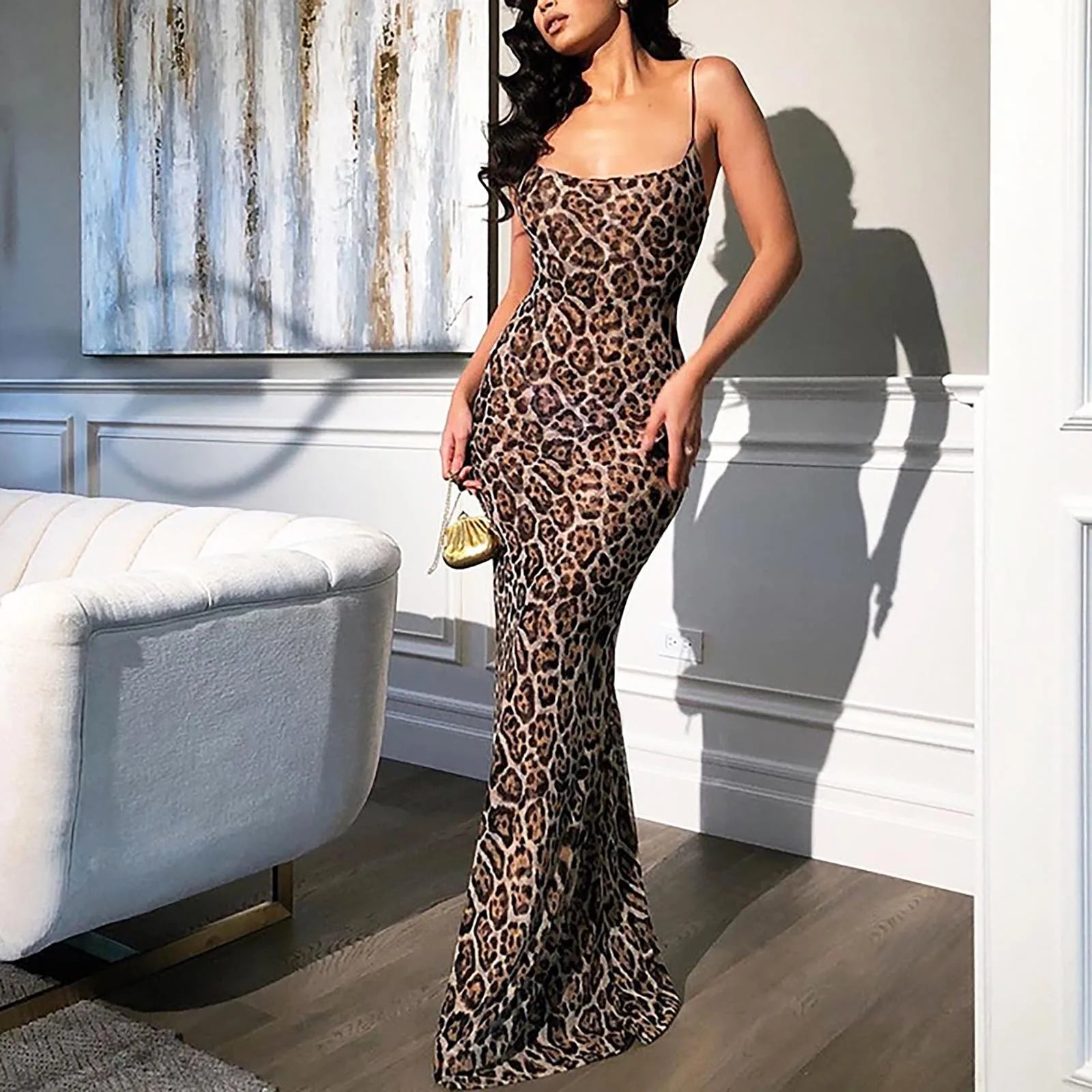 Leopard Print Long Bodycon Dress