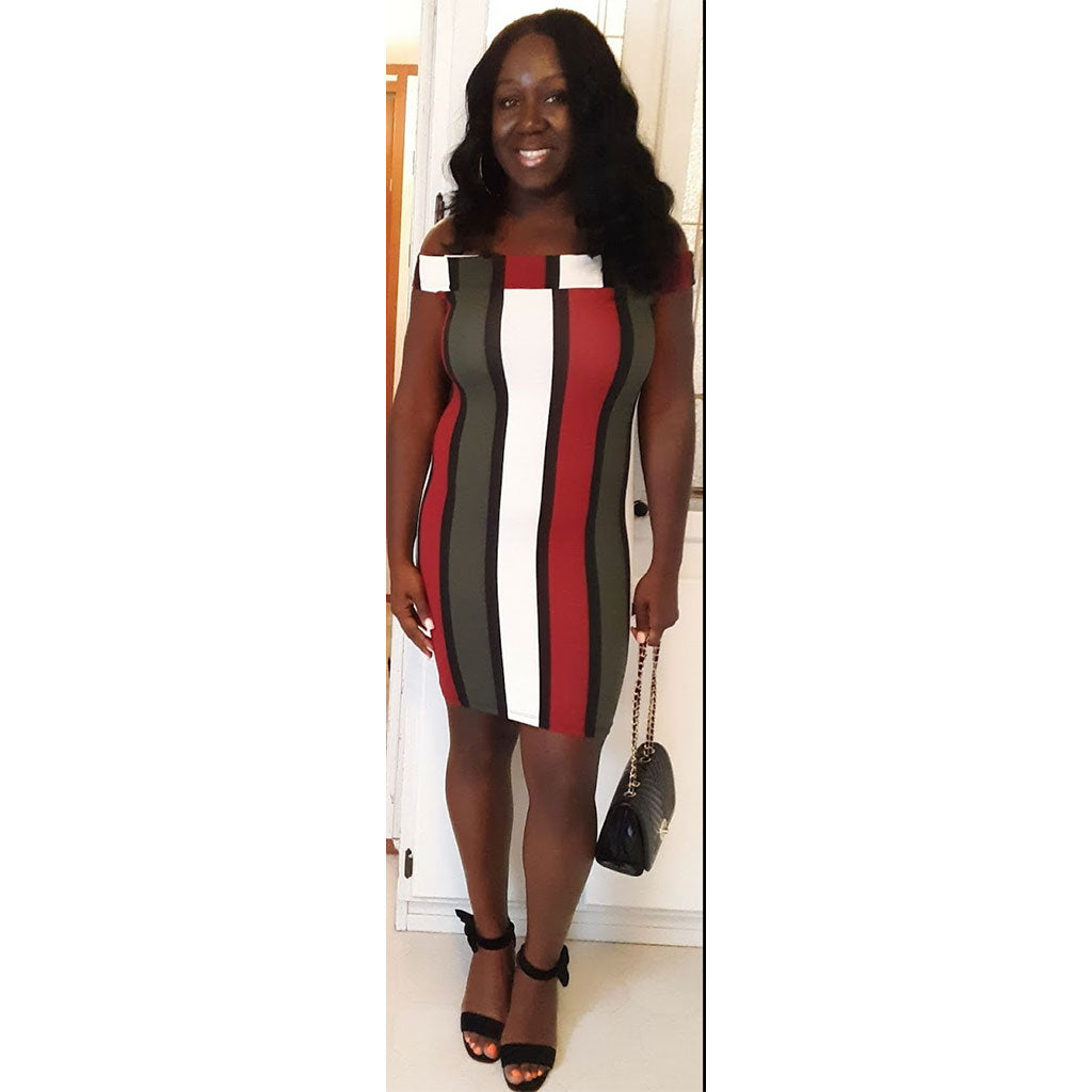 Off Shoulder Colorblock Dress