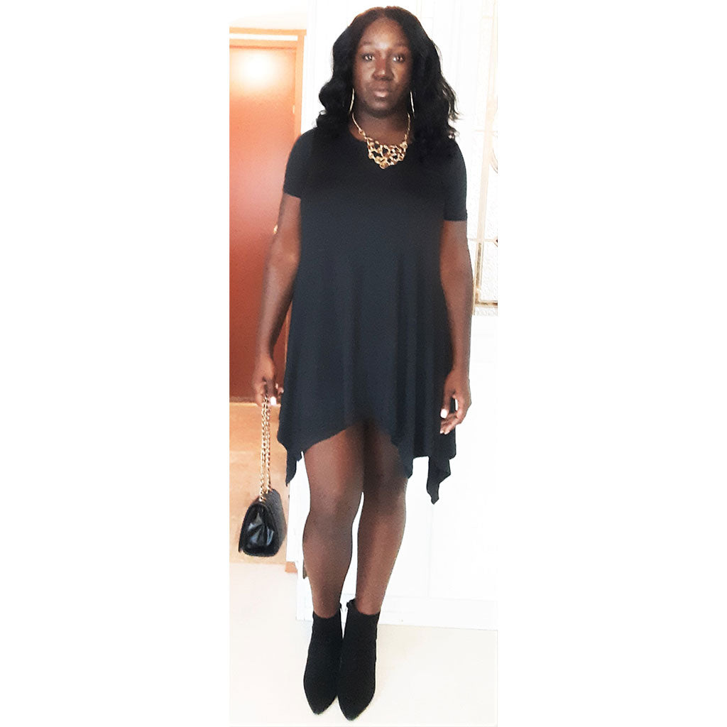 Solid Asymmetrical Trapeze Dress