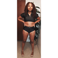 Solid High Waist Swimsuit