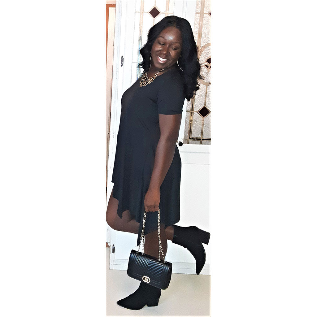 Solid Asymmetrical Trapeze Dress